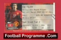 Manchester United v Fulham 2004 – FA Cup Football Ticket