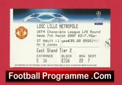 Manchester United v Lille 2007 - Football Ticket - football memorabilia