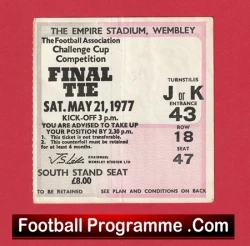 Manchester United v Liverpool 1977 - FA Cup Final Match Ticket - football memorabilia