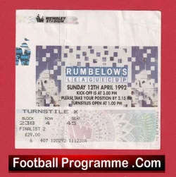 Manchester United v Nottingham Forest 1992 - League Cup Final Ticket - football memorabilia