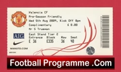 Manchester United v Valencia 2009 - Football Ticket Friendly - football memorabilia