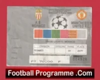 Monaco v Manchester United 1998 – Match Ticket