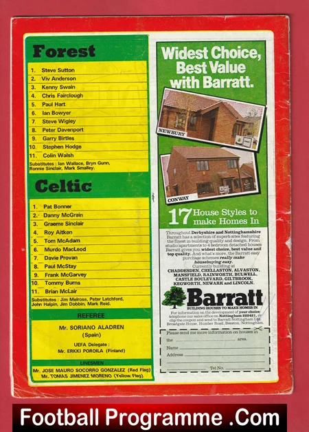 Nottingham Forest v Glasgow Celtic 1983 - UEFA Cup - Image 3
