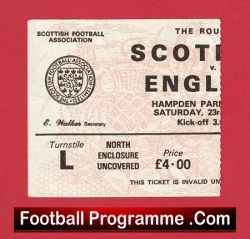Scotland v England 1987 - football memorabilia