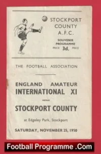 Stockport County v England Amateurs 1950 – Edgeley Park Friendly