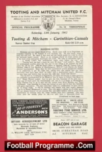 Tooting Mitcham United v Corinthian Casuals 1962 – Surrey Senior Cup
