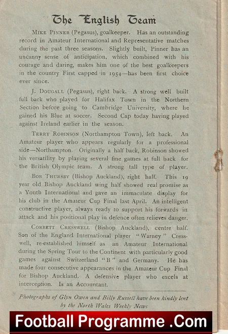 Wales v England 1957 - Amateur International at Bangor - Image 3