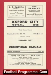 Oxford City v Corinthians Casuals 1964 – 1960s Programme