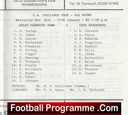 Great Yarmouth Town v Cray Wanderers 1981 - FA Vase - Image 3