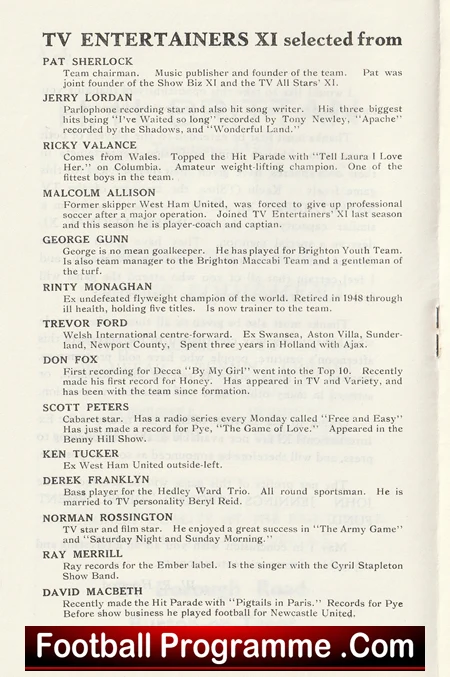 TV Entertainers X1 v Ex International X1 1962 - Burton On Trent - Image 3