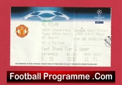 Manchester United v AC Milan 2007 - Football Match Ticket - football memorabilia