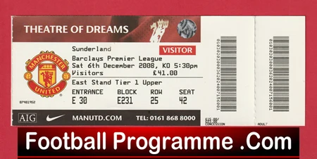 Manchester United v Sunderland 2008 - Match Ticket - Image 2