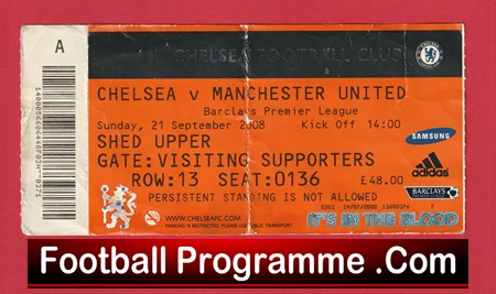 Chelsea v Manchester United 2008 - Football Ticket - Image 2
