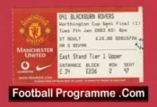 Manchester United v Blackburn Rovers 2003 – LC Semi Final Match Ticket