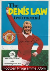 Denis Law Testimonial Benefit Manchester United Autograph Signed Twice