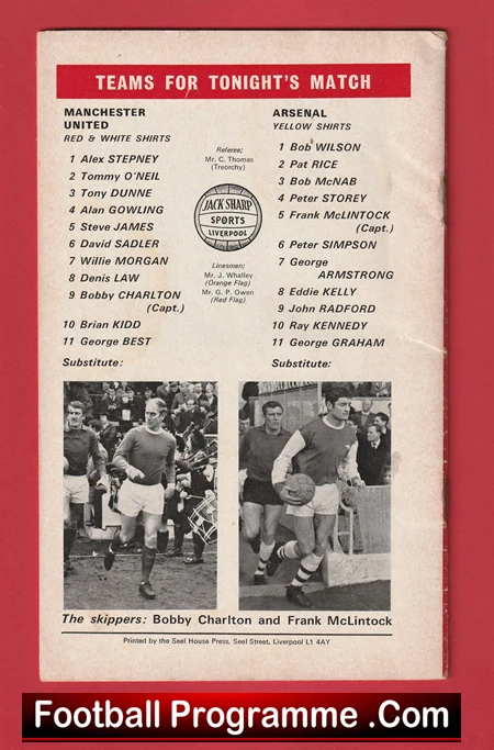 Manchester United v Arsenal 1971 - Home Game Played at Liverpool - Image 3
