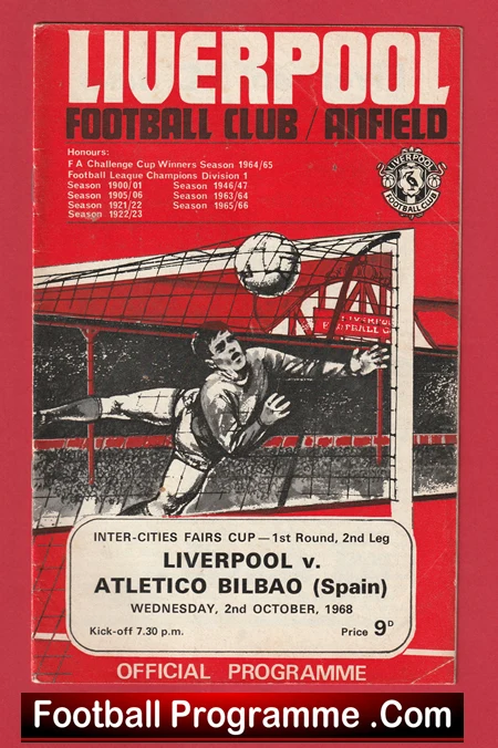 Liverpool v Athletic Bilbao 1968 - Fairs Cup Football Programme - Image 2