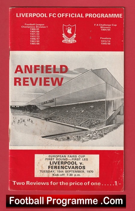 Liverpool v Ferencvaros 1970 - Fairs Cup Football Programme - Image 2