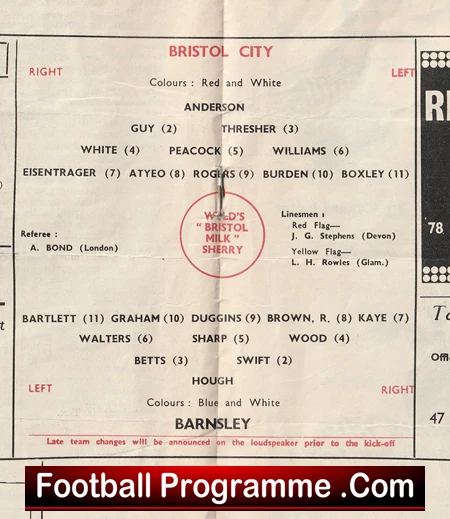 Bristol City v Barnsley 1956 - Image 3