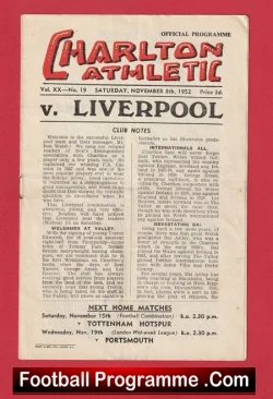 Charlton Athletic v Liverpool 1952
