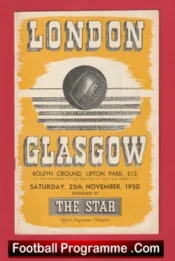 London Boys v Glasgow Boys 1950 – at West Ham