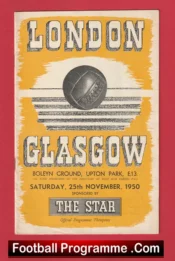 London Boys v Glasgow Boys 1950 – at West Ham