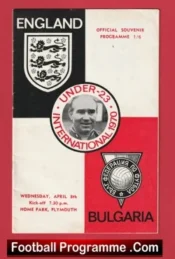 England v Bulgaria 1970 – U23 at Plymouth