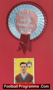 Burnley Old Football Rosette + McIlroy Card 1959 1960 Champions