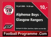 Alphense Boys v Glasgow Rangers 2000 – Football Ticket Holland