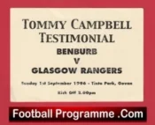 Benburb v Glasgow Rangers 1996 – Football Ticket