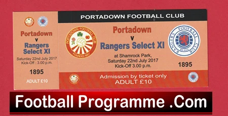 Portadown v Glasgow Rangers 2017 - Football Ticket - Image 2