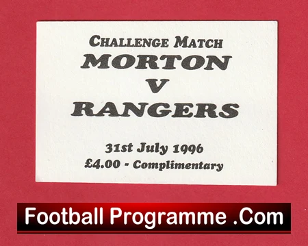 Morton v Glasgow Rangers 1996 - Football Ticket - Image 2