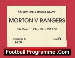 Morton v Glasgow Rangers 1994 - Football Ticket