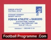 Forfar Athletic v Glasgow Rangers 1985 – Football Ticket