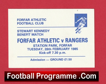 Forfar Athletic v Glasgow Rangers 1985 - Football Ticket - Image 2