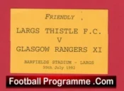Largs Thistle v Glasgow Rangers 1992 – Football Ticket