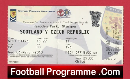 Scotland v Czech Republic 2010 - Football Ticket - Image 2