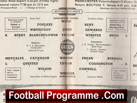 Manchester United v Huddersfield Town 1955 - Man Utd Programmes - Image 3