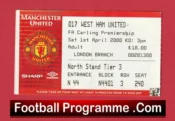 Manchester United v West Ham United 2000 – Football Ticket