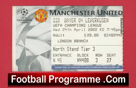 Manchester United v Bayern Munich 2002 - Match Ticket - Image 2