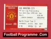 Manchester United v Bradford City 1999 – Match Ticket