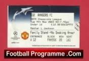 Manchester United v Glasgow Rangers 2003 – Man Utd Football Ticket
