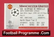Manchester United v Olympique Marseille 1999 – Match Ticket