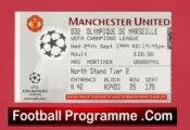 Manchester United v Olympique Marseille 1999 – Match Ticket