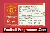Manchester United v Blackburn Rovers 2003 – Match Ticket