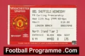 Manchester United v Sheffield Wednesday 1999 – Match Ticket