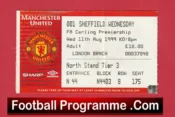 Manchester United v Sheffield Wednesday 1999 – Match Ticket