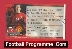 Manchester United v West Ham United 2004 - Match Ticket