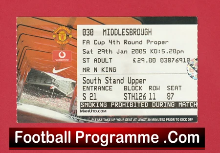 Manchester United v Middlesbrough 2005 - FA Cup Ticket - Image 2