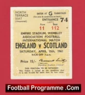 England v Scotland 1961 – Match Ticket Wembley